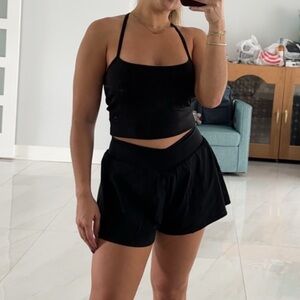 Women's Black Built in Sports Bra Cropped Tank